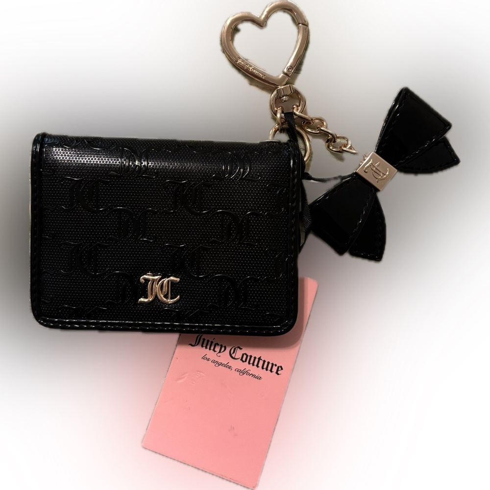 Juicy Couture black  “4 The Girls” card case key fob - NWT